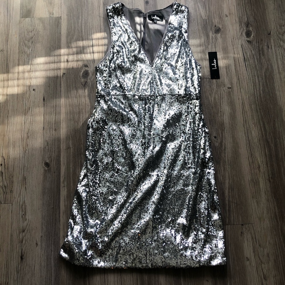 Silver Sequin Mini Dress